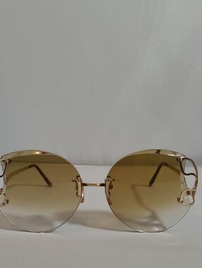 Vintage >Gold Rim Round Gradient Sunglasses - Women Accessories